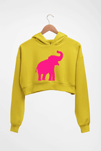 Load image into Gallery viewer, Pink Elephant Crop HOODIE FOR WOMEN-Mustard Yellow-Ektarfa.online
