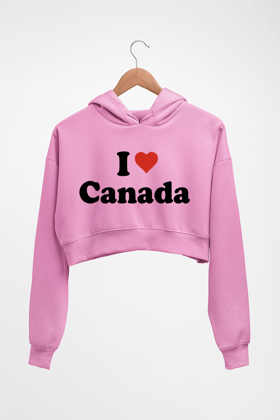 I Love Canada Crop HOODIE FOR WOMEN-Light Baby Pink-Ektarfa.online