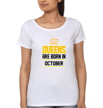 Load image into Gallery viewer, Queens Are Born In October T-Shirt for Women-White-Ektarfa.online
