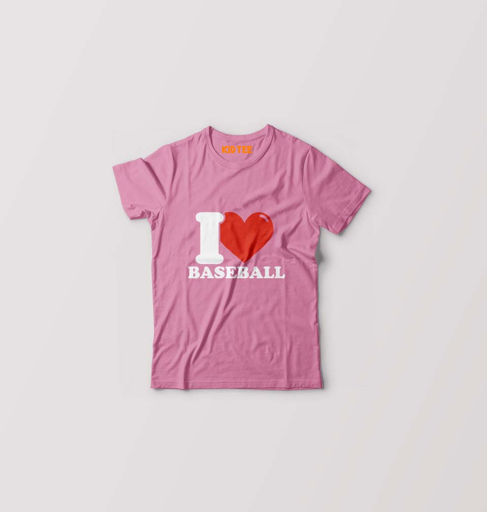 I Love Baseball Kids T-Shirt for Boy/Girl-Pink-Ektarfa.online