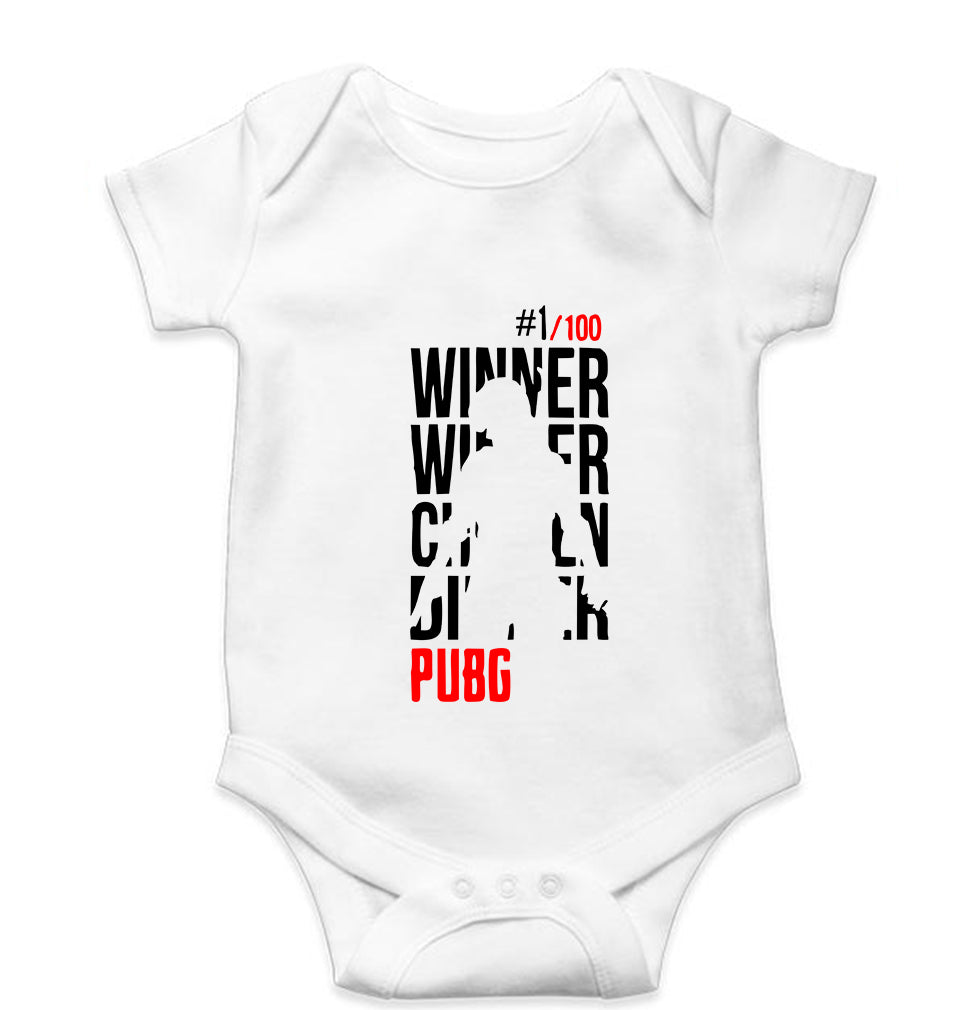 PUBG Winner Winner Chicken Dinner Romper For Baby Boy/Girl-0-5 Months(18 Inches)-White-Ektarfa.online