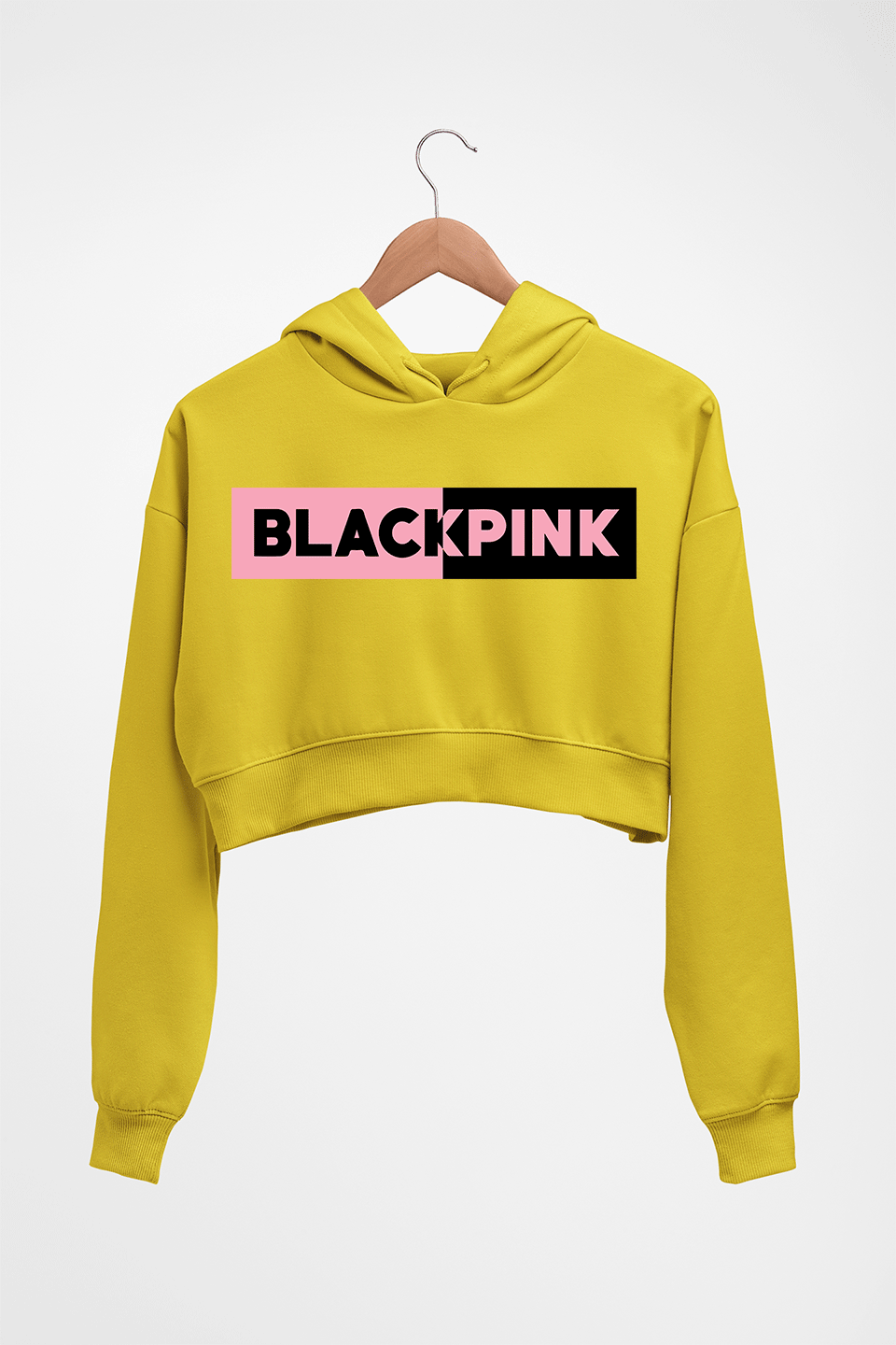 BLACKPINK Crop HOODIE FOR WOMEN-Mustard yellow-Ektarfa.online