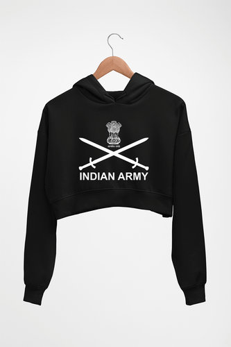 Indian Army Crop HOODIE FOR WOMEN-Black-Ektarfa.online