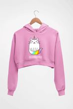 Load image into Gallery viewer, Cat Unicorn Crop HOODIE FOR WOMEN-Light Baby Pink-Ektarfa.online
