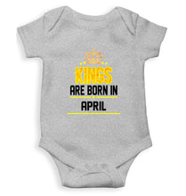 Load image into Gallery viewer, Kings Are Born In April Kids Romper For Baby Boy/Girl-0-5 Months(18 Inches)-Grey-Ektarfa.online
