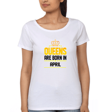 Load image into Gallery viewer, Queens Are Born In April T-Shirt for Women-White-Ektarfa.online
