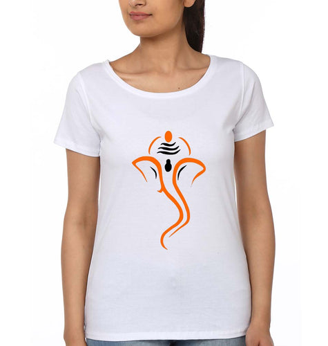 Ganpati JI(Ganesh) T-Shirt for Women-White-Ektarfa.online