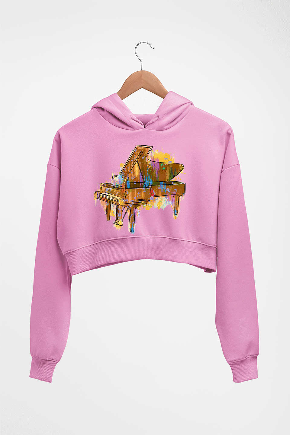 Piano Crop HOODIE FOR WOMEN-Light Baby Pink-Ektarfa.online