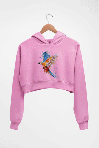 Parrot Crop HOODIE FOR WOMEN-Light Baby Pink-Ektarfa.online