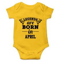 Load image into Gallery viewer, Legends are Born in April Kids Romper For Baby Boy/Girl-0-5 Months(18 Inches)-Yellow-Ektarfa.online
