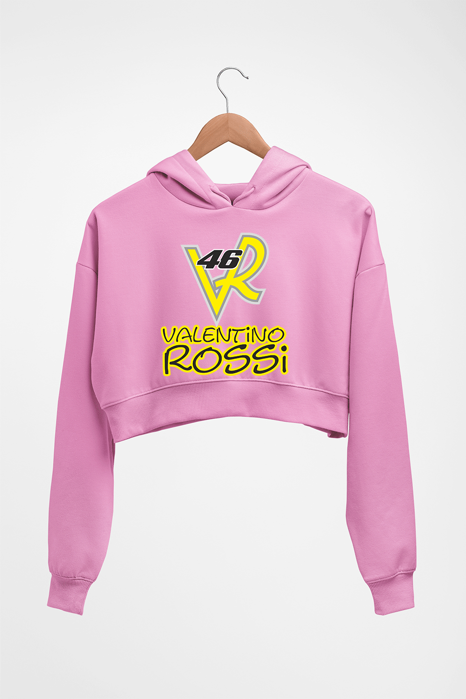 Valentino Rossi(VR 46) Crop HOODIE FOR WOMEN-Light Baby Pink-Ektarfa.online