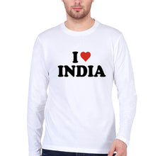 Load image into Gallery viewer, I Love India Full Sleeves T-Shirt for Men-White-Ektarfa.online
