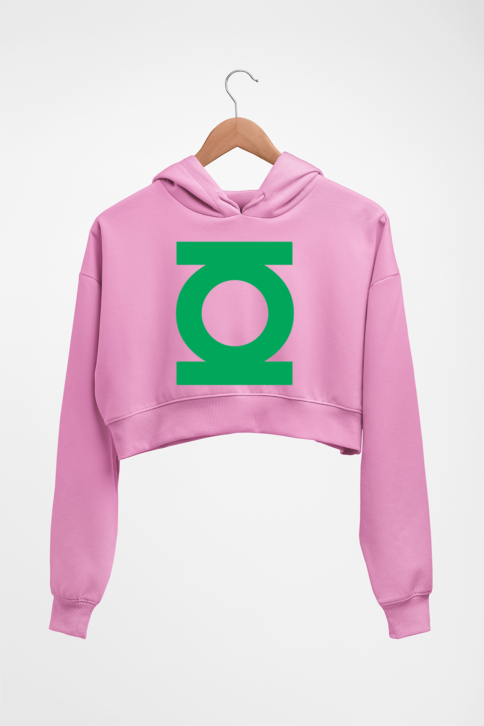 Green Lantern Superhero Crop HOODIE FOR WOMEN-Light Baby Pink-Ektarfa.online