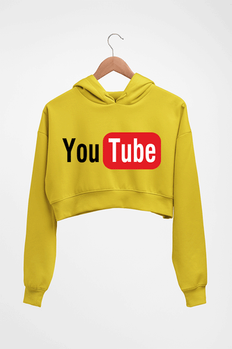 YouTube Crop HOODIE FOR WOMEN-Mustard Yellow-Ektarfa.online