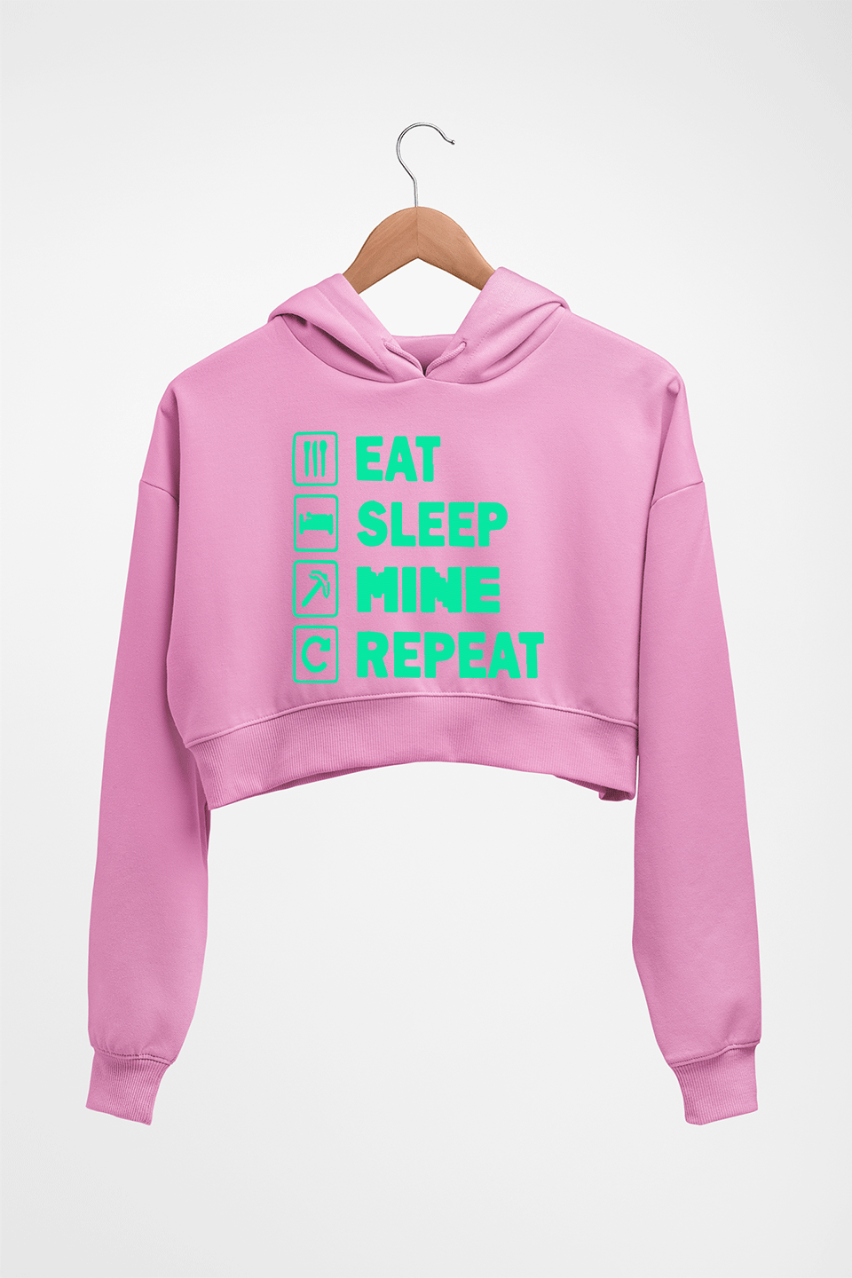 Minecraft Crop HOODIE FOR WOMEN-Light Baby Pink-Ektarfa.online