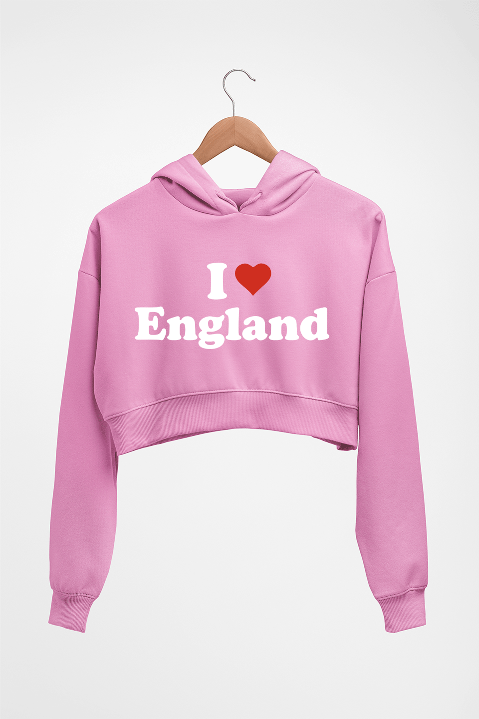 I Love England Crop HOODIE FOR WOMEN-Light Baby Pink-Ektarfa.online