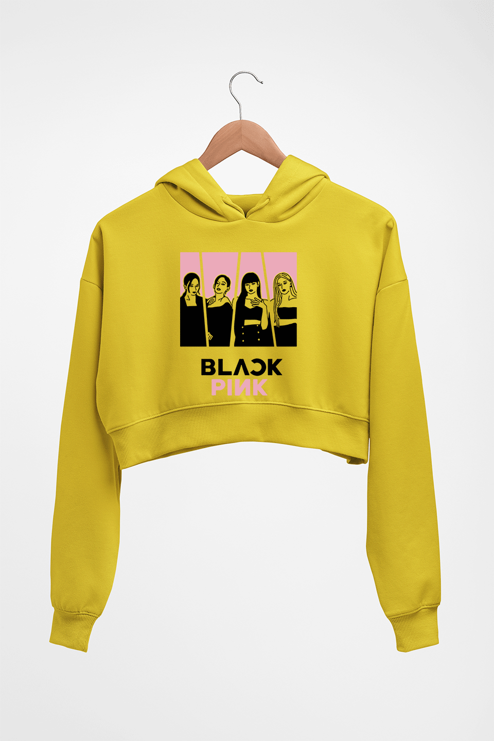 BLACKPINK Crop HOODIE FOR WOMEN-Mustard yellow-Ektarfa.online