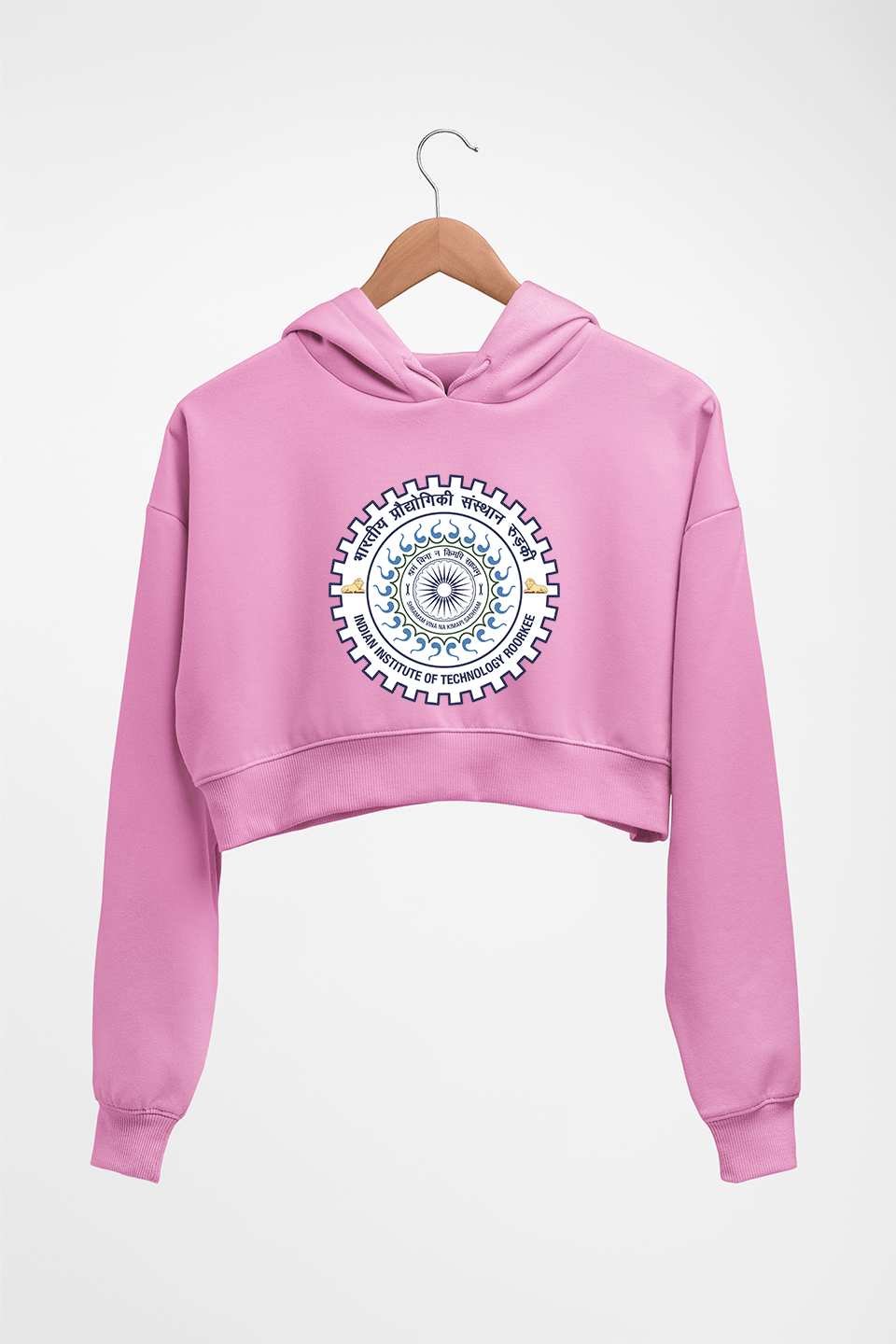IIT Roorkee Crop HOODIE FOR WOMEN-Light Baby Pink-Ektarfa.online