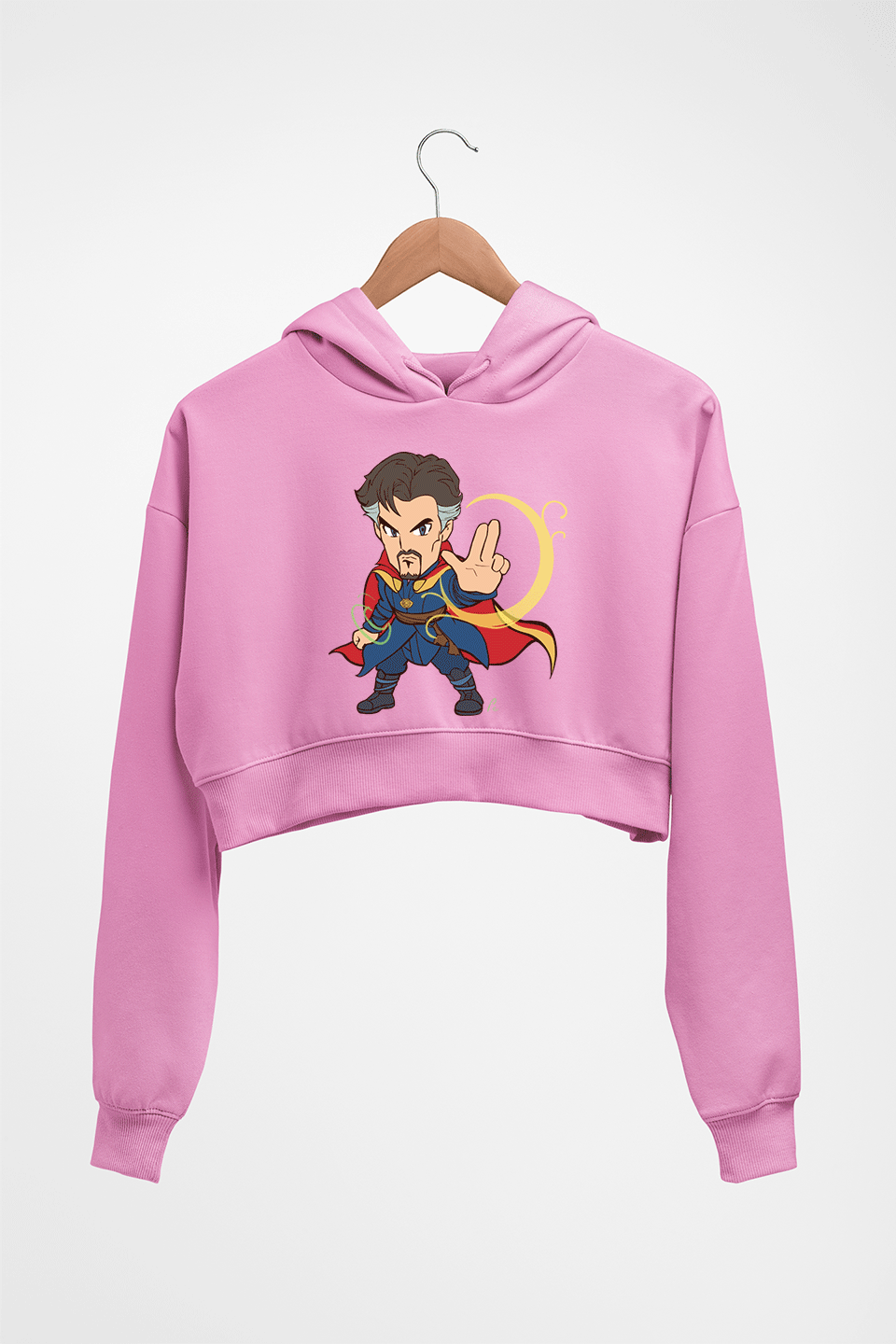 Doctor Strange Superhero Crop HOODIE FOR WOMEN-Light Baby Pink-Ektarfa.online
