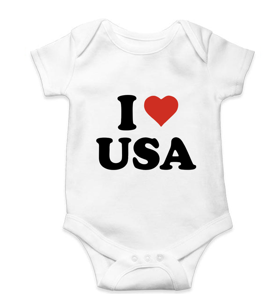 I Love USA Kids Romper For Baby Boy/Girl-0-5 Months(18 Inches)-White-Ektarfa.online