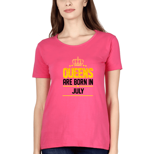Queens Are Born In July T-Shirt for Women-Pink-Ektarfa.online