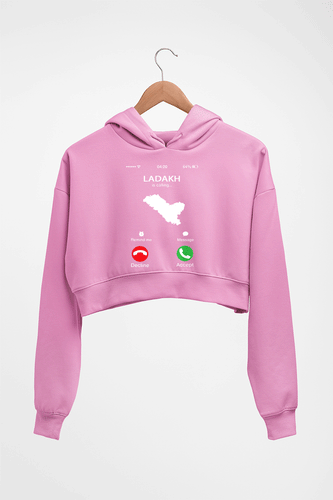 Ladakh Calling Crop HOODIE FOR WOMEN-Light Baby Pink-Ektarfa.online
