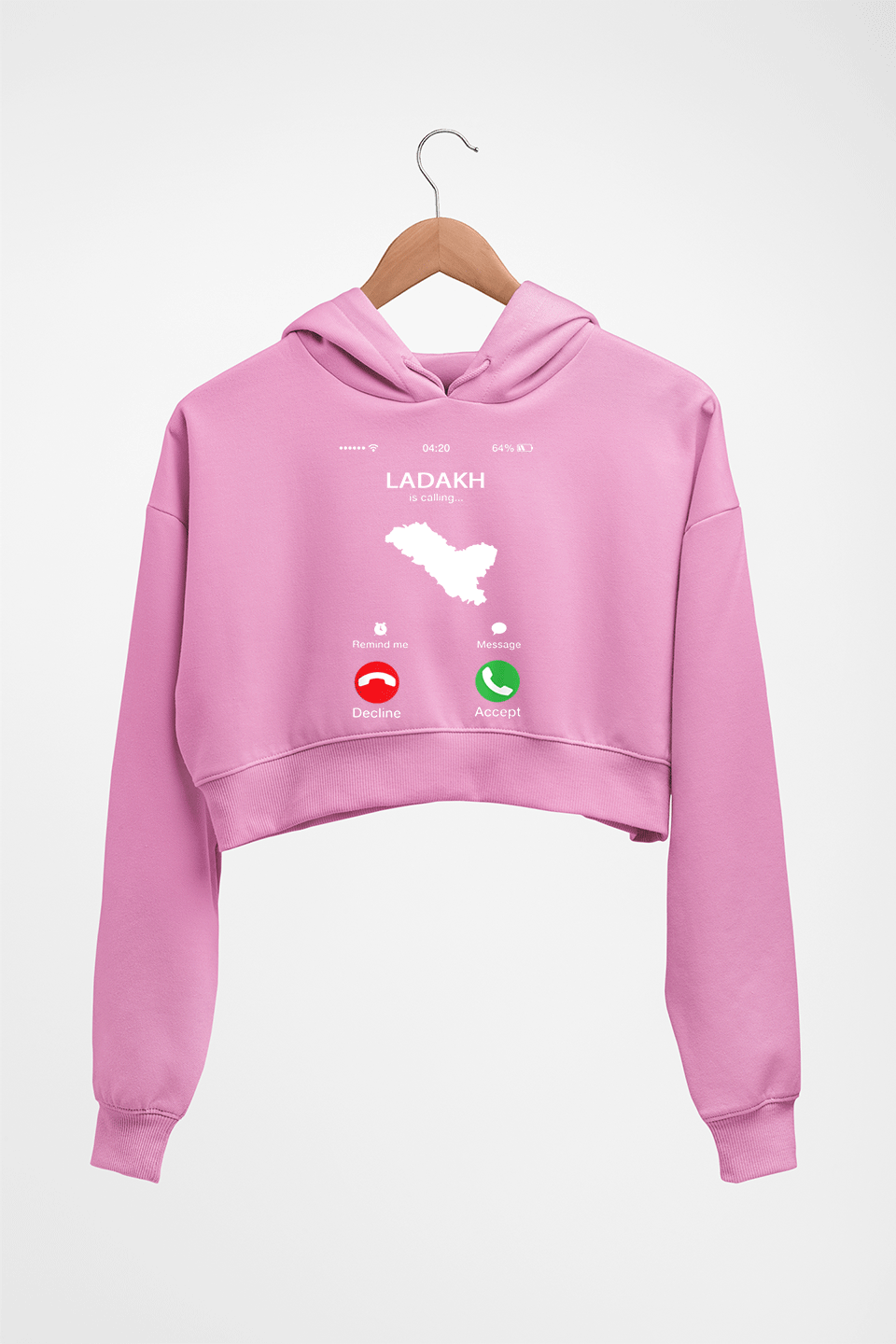 Ladakh Calling Crop HOODIE FOR WOMEN-Light Baby Pink-Ektarfa.online