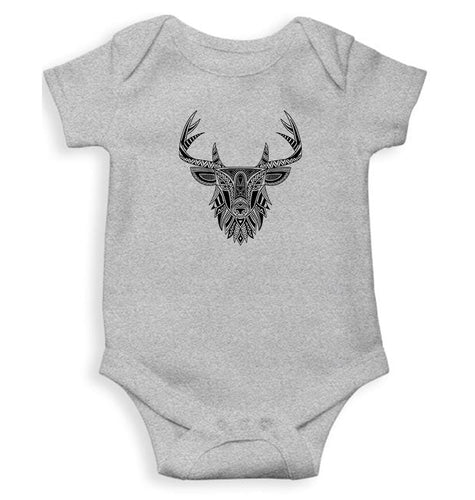 ETHINIC_DEER Kids Romper For Baby Boy/Girl-0-5 Months(18 Inches)-Grey-Ektarfa.online