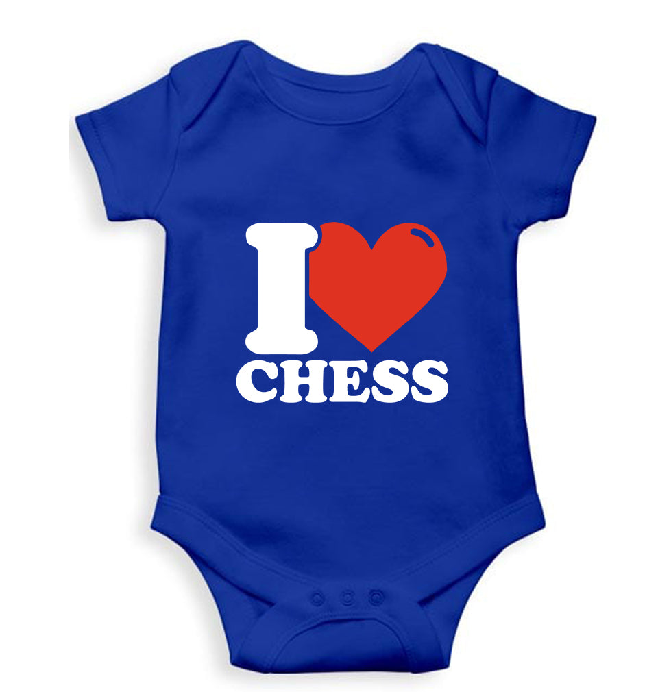 I Love Chess Kids Romper For Baby Boy/Girl-0-5 Months(18 Inches)-Royal Blue-Ektarfa.online