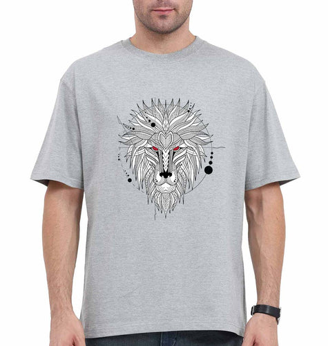 Lion Oversized T-Shirt for Men-Grey-Ektarfa.online