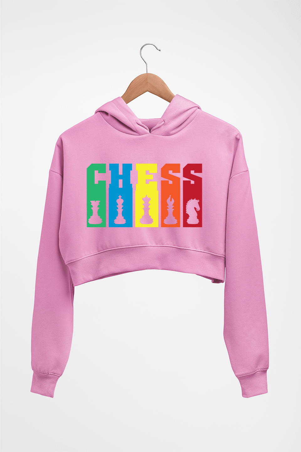 Chess Crop HOODIE FOR WOMEN-Light Baby Pink-Ektarfa.online