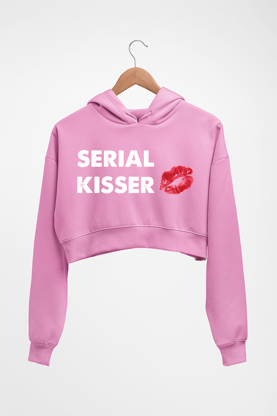 Serial Kisser Crop HOODIE FOR WOMEN-Light Baby Pink-Ektarfa.online