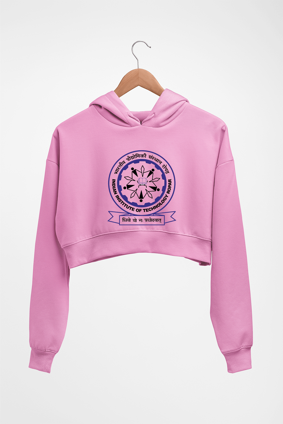 IIT Ropar(Punjab) Crop HOODIE FOR WOMEN-Light Baby Pink-Ektarfa.online