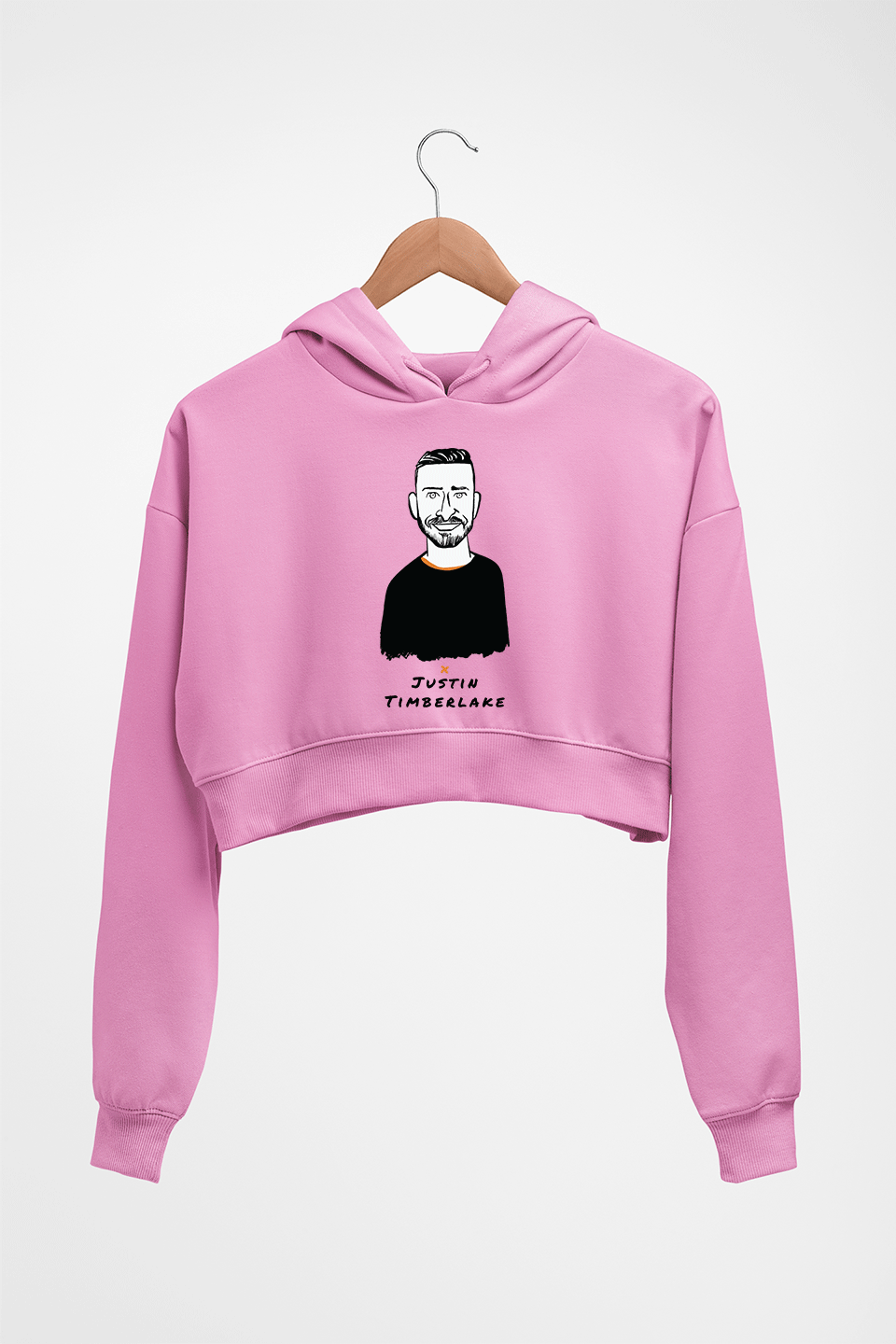 Justin Timberlake Crop HOODIE FOR WOMEN-Light Baby Pink-Ektarfa.online