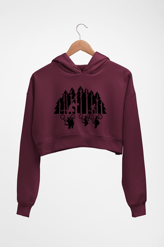 Stranger Things Crop HOODIE FOR WOMEN-Maroon-Ektarfa.online