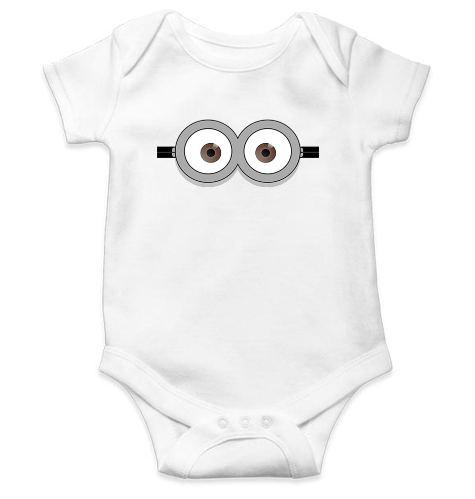 Minion Pop Eyes Kids Romper For Baby Boy/Girl-0-5 Months(18 Inches)-White-Ektarfa.online