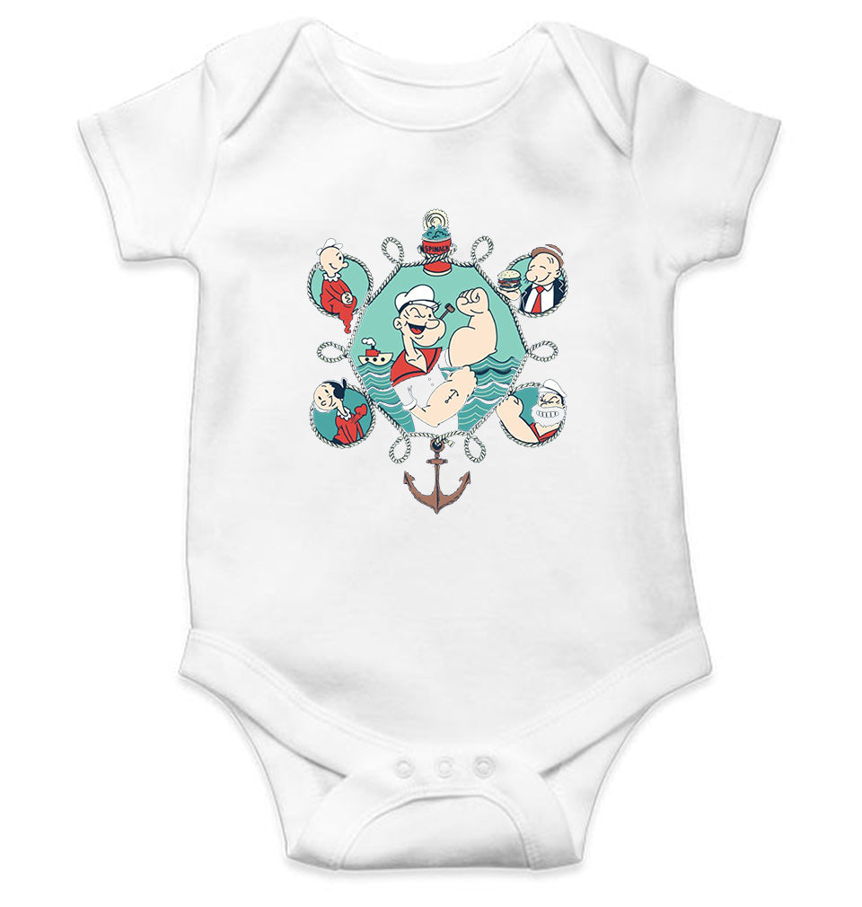 Popeye Kids Romper For Baby Boy/Girl-0-5 Months(18 Inches)-White-Ektarfa.online