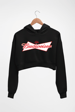 Load image into Gallery viewer, Budweiser Crop HOODIE FOR WOMEN-Black-Ektarfa.online
