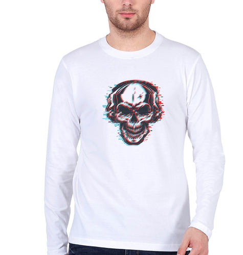 Skull Full Sleeves T-Shirt for Men-White-Ektarfa.online