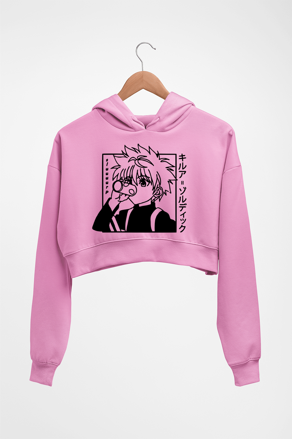 Killua Zoldyck Crop HOODIE FOR WOMEN-Light Baby Pink-Ektarfa.online