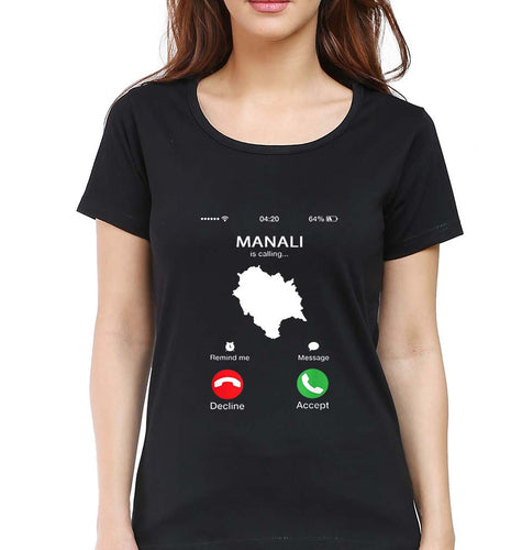 Manali Calling T-Shirt for Women-Black-Ektarfa.online