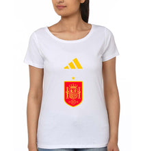 Load image into Gallery viewer, Spain Football T-Shirt for Women-White-Ektarfa.online
