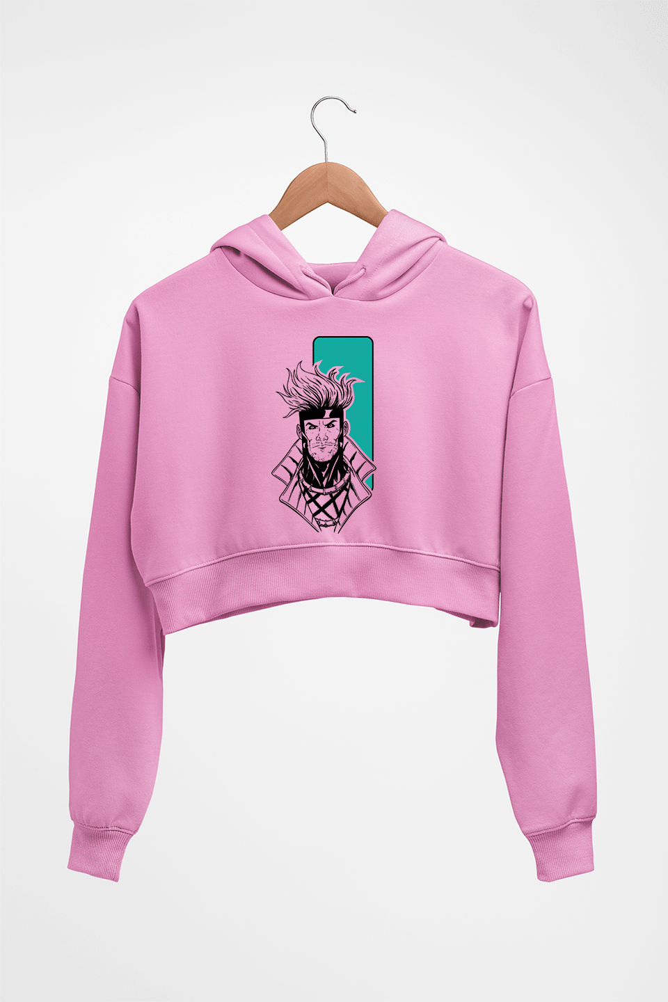 Gambit-x-men Crop HOODIE FOR WOMEN-Light Baby Pink-Ektarfa.online
