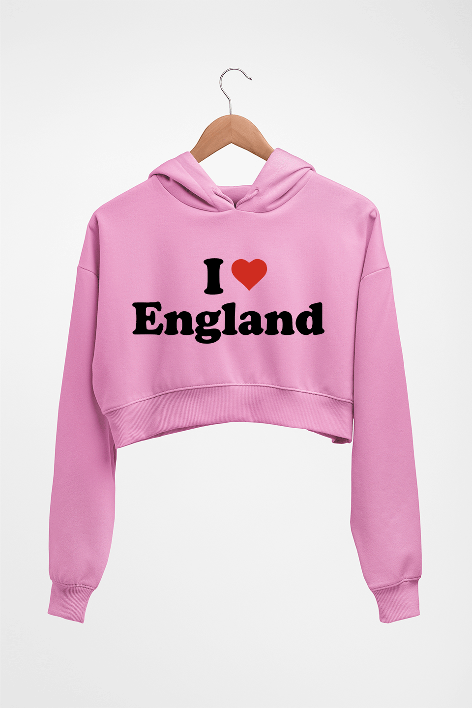 I Love England Crop HOODIE FOR WOMEN-Light Baby Pink-Ektarfa.online