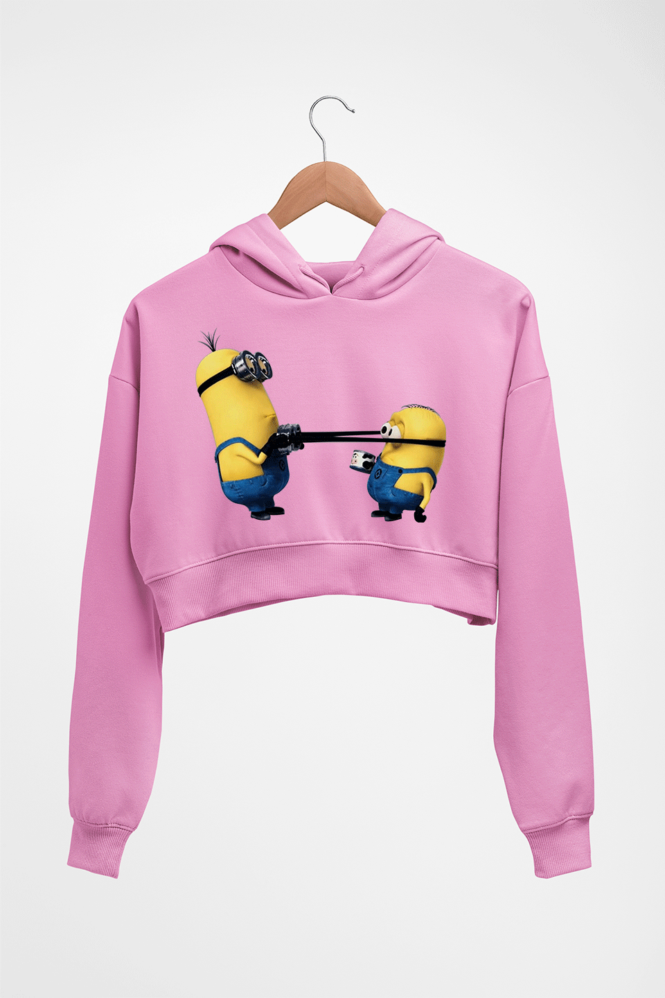 Minion Crop HOODIE FOR WOMEN-Light Baby Pink-Ektarfa.online