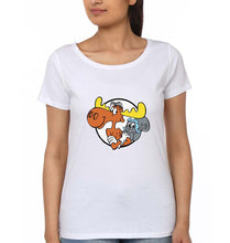 Load image into Gallery viewer, The Adventures of Rocky and Bullwinkle and Friends T-Shirt for Women-White-Ektarfa.online
