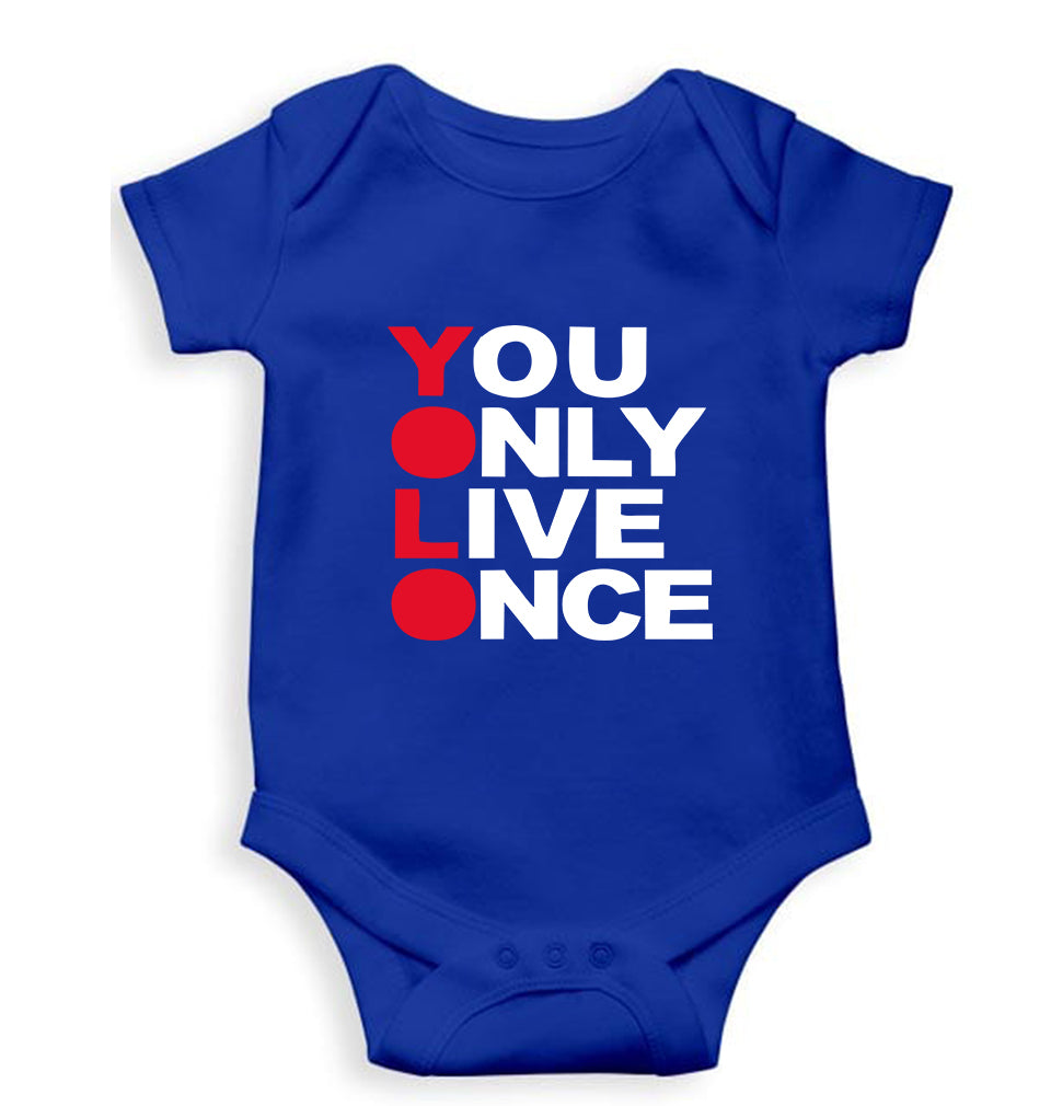 You Live Only Once(YOLO) Kids Romper For Baby Boy/Girl-Royal Blue-Ektarfa.online
