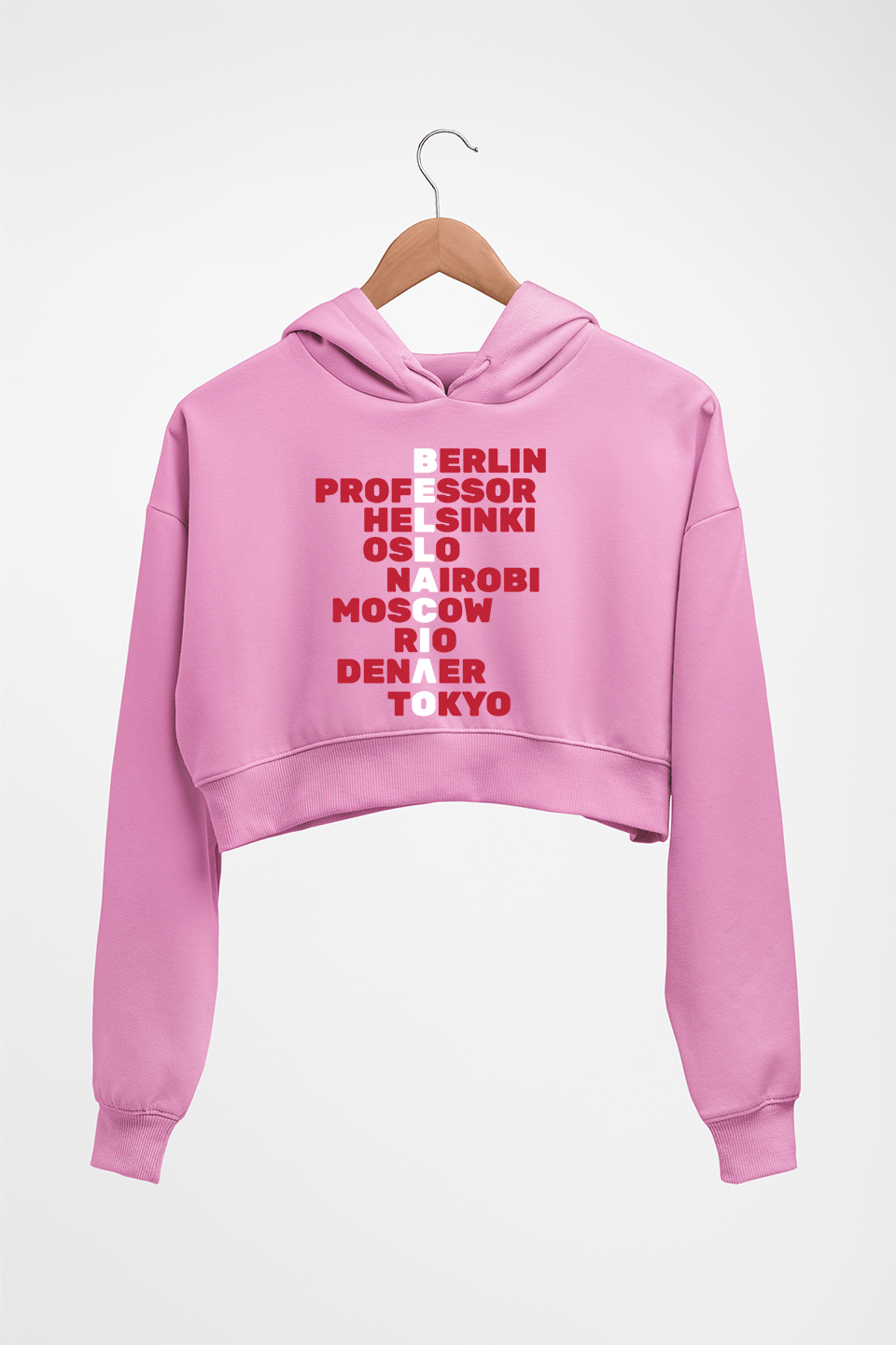 Money Hiest Crop HOODIE FOR WOMEN-Light Baby Pink-Ektarfa.online