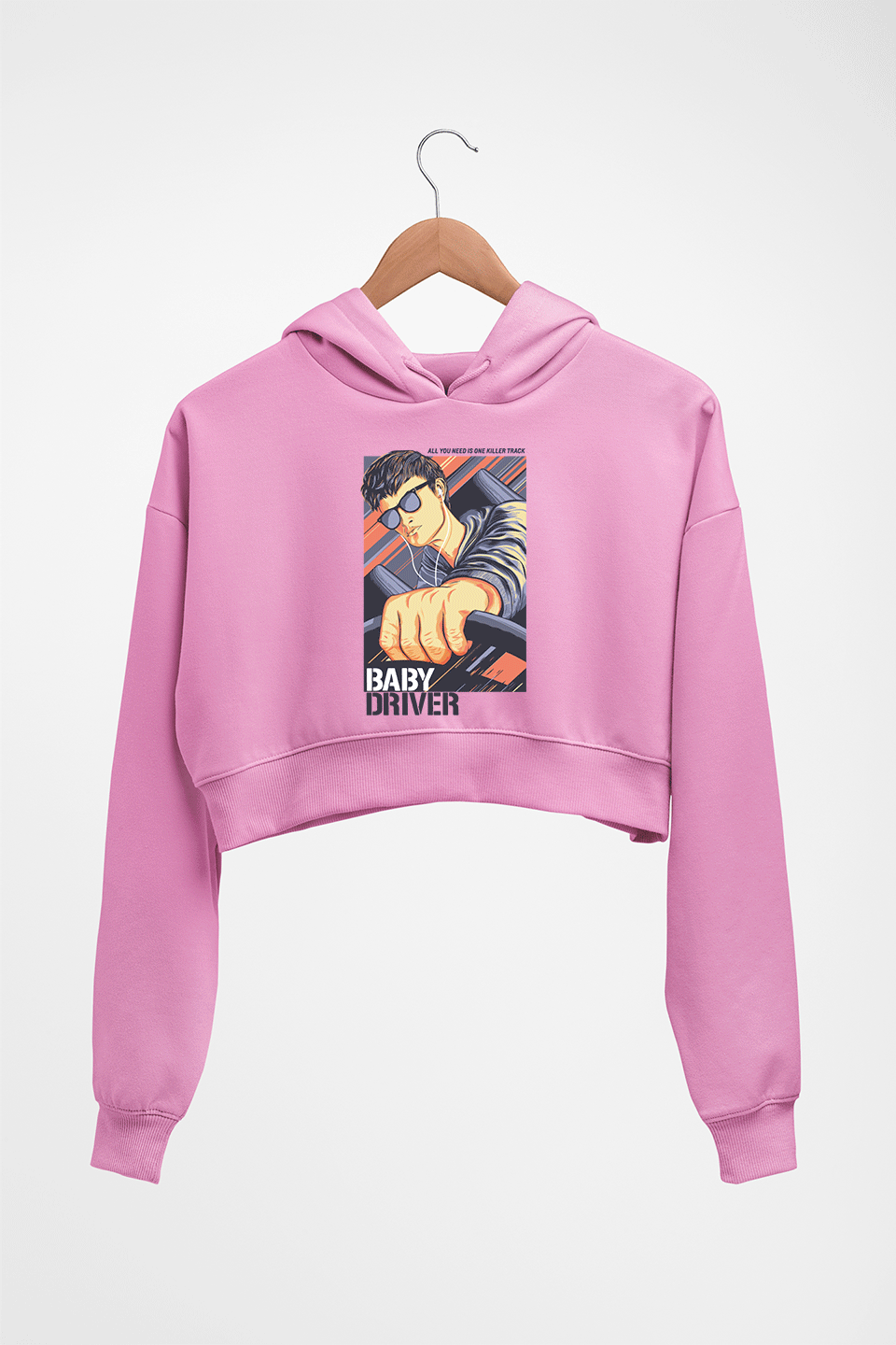 Baby Driver Crop HOODIE FOR WOMEN-Light Baby Pink-Ektarfa.online
