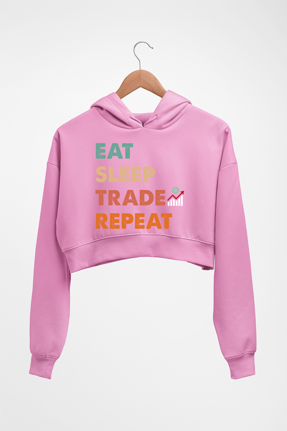 Share Market(Stock Market) Crop HOODIE FOR WOMEN-Light Baby Pink-Ektarfa.online